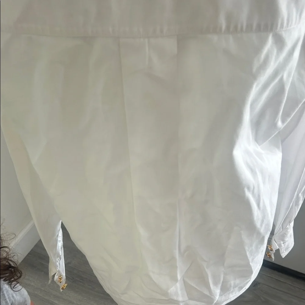 Chanel White Dress Shirt for with CHANEL Embroidery Sz S